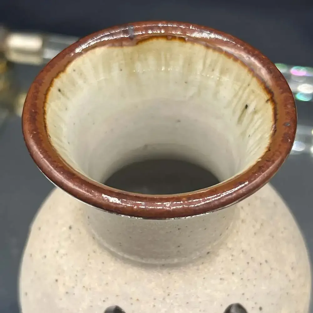 Vintage Small set of 2 Mexican Tonala Folk Art Sandstone Pottery Vases/Artist si